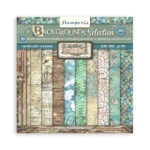 Stamperia, Songs of the Sea Backgrounds 8x8 Inch Paper Pack von Stamperia