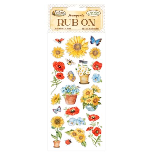 Stamperia, Sunflower Art Rub-On 4x8,5 Inch Poppies Stamperia, Sunflower Art Rub-On 4x8,5 Inch Poppies von Stamperia