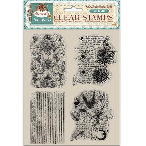 Stamperia - Acrylic Stamp for Scrapbooking, Albums, Bullet Journals and More, Transparent, Long Lasting, Easy to Clean, Perfect for Hobbies, Crafts, and Gifting (The Nutcracker, Poinsettia) von Stamperia