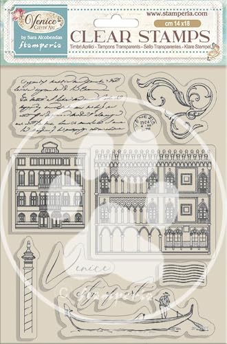 Stamperia - Acrylic Stamp for Scrapbooking, Albums, Card Making, Bullet Journalling and More, Transparent, Long Lasting, Easy to Clean, Perfect for Crafts and Gifting (Venice, City of Art - Elements) von Stamperia