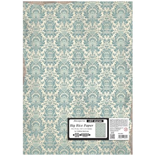 Stamperia - Big Rice Paper for Decorating Wide Surfaces like Frames, Furniture, and More, Durable, Perfect for Crafts and Gifting (50cm x 70cm) (Art Stories, Damask Pattern) von Stamperia