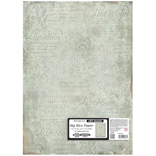 Stamperia - Big Rice Paper for Decorating Wide Surfaces like Frames, Furniture, and More, Durable, Perfect for Crafts and Gifting (50cm x 70cm) (Art Stories, Manuscript Pattern) von Stamperia