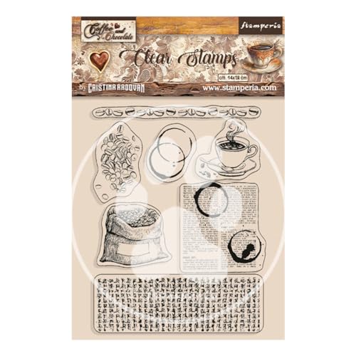 Stamperia Clear Stamps Coffee and Chocolate 7 Stück aus Silikon Stempel Clear Stamp Transparent Stempel Scrapbooking Stamperia Clear Stamps Coffee and Chocolate 7 Stück aus Silikon Stempel Clear Stamp Transparent Stempel Scrapbooking von Stamperia