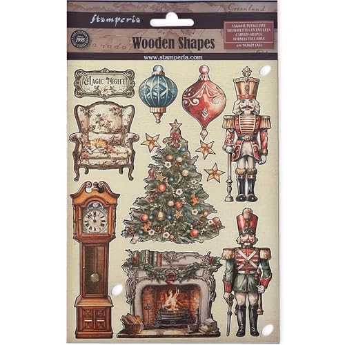 Stamperia - Coloured Wooden Shapes for Scrapbooks, Albums, Bullet Journals and More, Laser Cut, Printed for Enhanced Detail, Perfect for Crafts and Gifting (The Nutcracker, Soldiers) (A5) von Stamperia