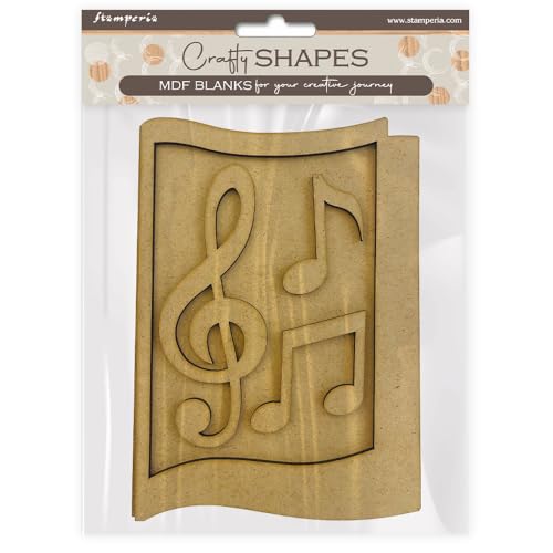 Stamperia - Crafty Shapes for Scrapbooks, Albums, Cards, and Bullet Journals, Decorate with Papers and Paint, Perfect for Hobbies, Crafts, and Gifting (Music - Notes) (3pcs) von Stamperia