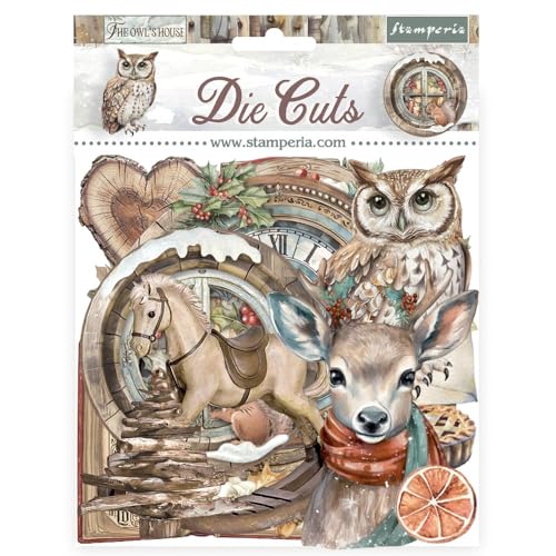 Stamperia - Die Cuts for Scrapbooking, Albums, Card Making, Bullet Journalling and More, Laser Cut Cardboard Shapes, Easy to Glue, Perfect for Hobbies, Crafts, and Gifting (The Owl’s House) (Assorted) von Stamperia