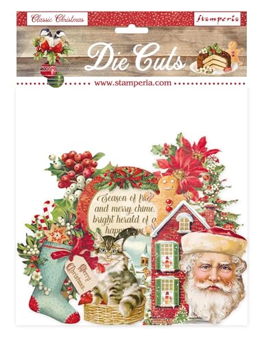 Stamperia DFLDC44 Stanzformen Sortiert-Classic Christmas, Red, Green, 15x15 von Stamperia