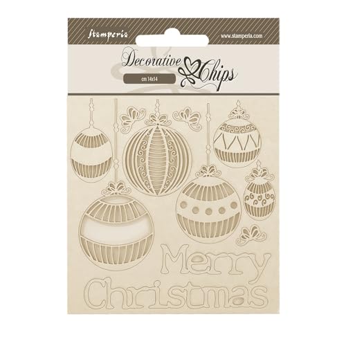 Stamperia - Decorative Chips for Scrapbooks, Albums, Cards, Bullet Journals and More, Merry Christmas Balls, Laser Cut Cardboard Shapes, Easy to Glue, Perfect for Crafts and Gifting (The Nutcracker) von Stamperia