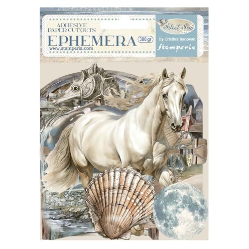 Stamperia - Ephemera for Scrapbooking, Albums, Card Making, Bullet Journalling and More, Adhesive Paper Cut Outs, Easy to Apply, Perfect for Hobbies, Crafts, and Gifting (Silent Sea) von Stamperia