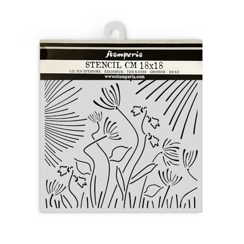 Stamperia - Thick Stencils for Scrapbooks, Albums, Cards, Bullet Journals, and More, Flexible Material, Easy to Clean, Perfect for Hobbies, Crafts, and Gifting (Forest - Abstract Flowers) Stamperia - Thick Stencils for Scrapbooks, Albums, Cards, Bullet Journals, and More, Flexible Material, Easy to Clean, Perfect for Hobbies, Crafts, and Gifting (Forest - Abstract Flowers) von Stamperia