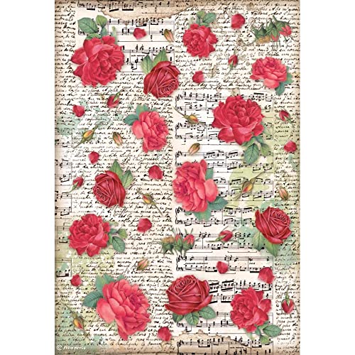 Stamperia International DFSA4720 Stamperia Reispapier – Desire – Rote Rosen, mehrfarbig, A4 Stamperia International DFSA4720 Stamperia Reispapier – Desire – Rote Rosen, mehrfarbig, A4 von Stamperia
