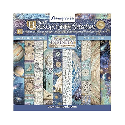 Stamperia International SBBS71 Mini-Sammelblock – Hintergründe – Cosmos Infinity, mehrfarbig, 20,3 x 20,3 cm Stamperia International SBBS71 Mini-Sammelblock – Hintergründe – Cosmos Infinity, mehrfarbig, 20,3 x 20,3 cm von Stamperia