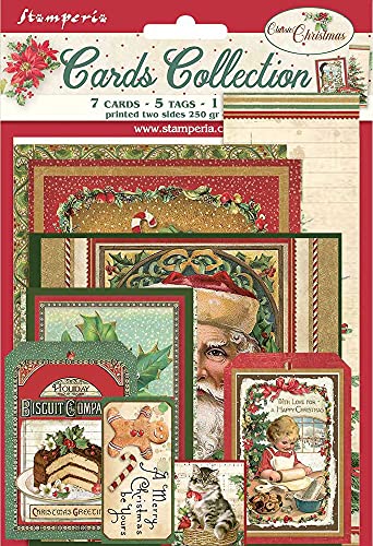 Stamperia International SBCARD07 Stamperia Karten Kollektion Classic Christmas, Klassisches Weihnachtsdesign, One Size von Stamperia