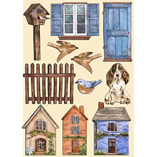 Stamperia KLSP134 Farbige Form – Schaffen Sie Glück – Willkommen Zuhause – Häuser, Multicolour, A5, 3 stück von Stamperia