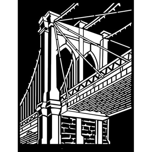 Stamperia KSTD106 Thick Stencil cm 20X25-Sir Vagabond Aviator Brooklyn Bridge, White, One Size, 2 von Stamperia
