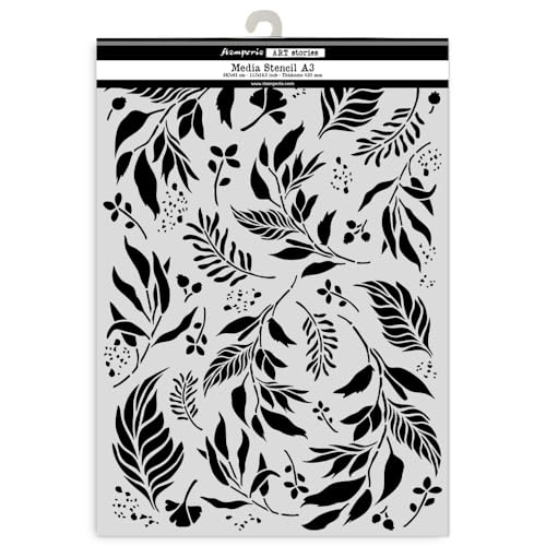 Stamperia KSTDA3006, Big stencil A3-Leaves, 29.7cmx42cm, 3 Count von Stamperia