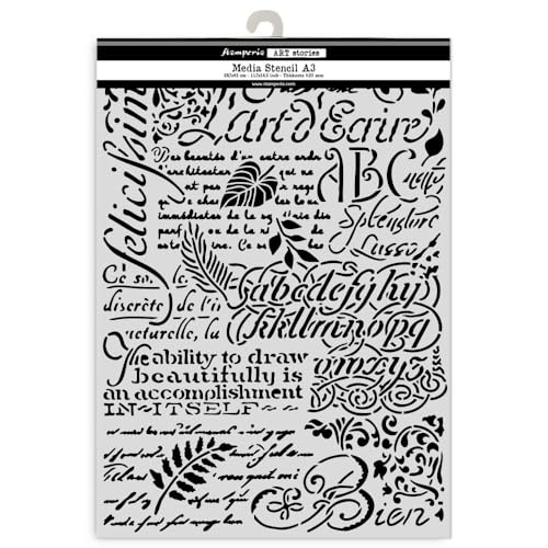 Stamperia KSTDA3008, Big stencil A3-Writings, 29.7cmx42cm, 3 Count Stamperia KSTDA3008, Big stencil A3-Writings, 29.7cmx42cm, 3 Count von Stamperia