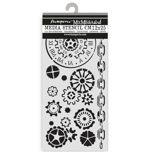 Stamperia KSTDL131, Thick stencil-Mechanisms, 12x25cm, 3 Count Stamperia KSTDL131, Thick stencil-Mechanisms, 12x25cm, 3 Count von Stamperia