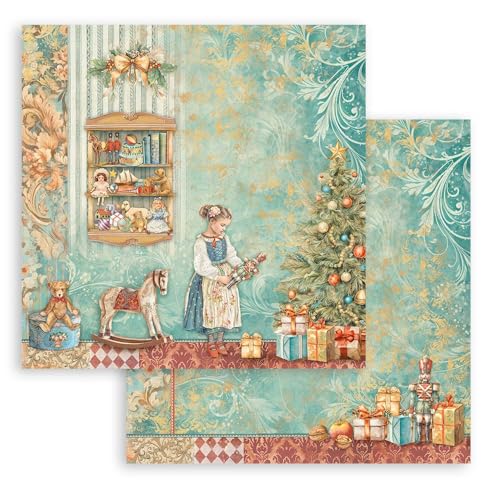 Stamperia - Loose Sheets for Scrapbooks, Albums, Cards, Bullet Journals, and More, Acid Free, Double-Sided, Perfect for Hobbies, Crafts, and Gifting (The Nutcracker, Toys) (30.5 x 31.5cm) (6 Sheets) von Stamperia
