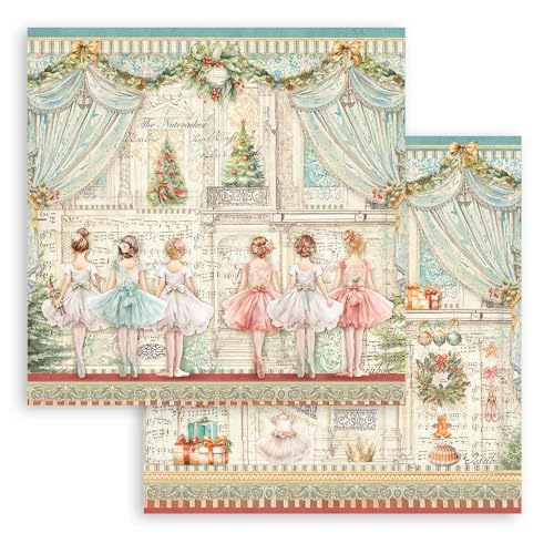 Stamperia - Loose Sheets for Scrapbooks, Albums, Cards, Bullet Journals, and More, Acid Free, Double-Sided, Perfect for Hobbies, Crafts and Gifting (The Nutcracker, Ballet) (30.5 x 31.5cm) (6 Sheets) von Stamperia
