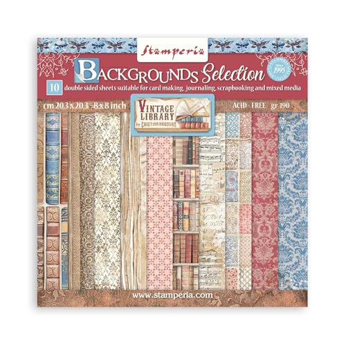 Stamperia Mini Scrapbooking Pad Backgrounds Vintage Libary, Mehrfarbig, 20,3 x 20,3 cm Stamperia Mini Scrapbooking Pad Backgrounds Vintage Libary, Mehrfarbig, 20,3 x 20,3 cm von Stamperia