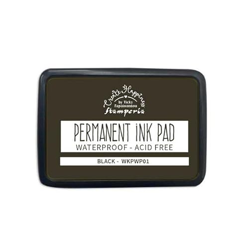 Stamperia - Permanent Ink Pad for Scrapbooks, Albums, Card Making, Bullet Journals, and More, Acid-Free, Fade-Resistant, Waterproof, Fast-Drying and Non-Bleeding for Smudge-Free Stamping (Black) von Stamperia