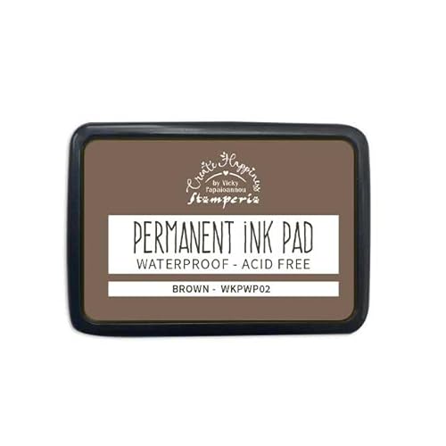 Stamperia - Permanent Ink Pad for Scrapbooks, Albums, Card Making, Bullet Journals, and More, Acid-Free, Fade-Resistant, Waterproof, Fast-Drying and Non-Bleeding for Smudge-Free Stamping (Brown) von Stamperia