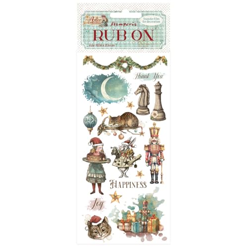 Stamperia - Rub-on for Scrapbooks, Albums, Cards, Bullet Journals and More, Easily Transfer Images onto Paper and Other Surfaces, Perfect for Crafts and Gifting (Alice in Christmas, Happiness) von Stamperia