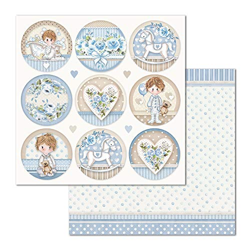 Stamperia SBB685 Doppelseitiges Papier Little Boy round, Mehrfarbig, 31,5cmX30,5cm von Stamperia