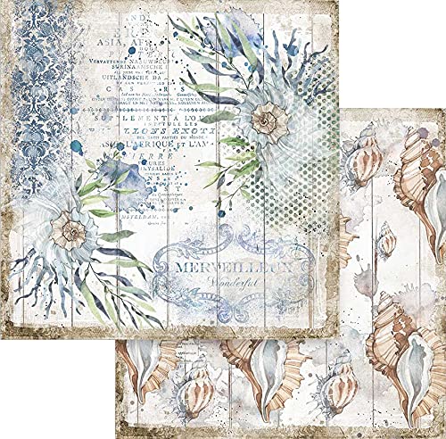 Stamperia SBB787 Scrapbooking Doppelseitiges Papier-Romantic Sea Dream Shells, Mehrfarbig, 30,5x30,5 Stamperia SBB787 Scrapbooking Doppelseitiges Papier-Romantic Sea Dream Shells, Mehrfarbig, 30,5x30,5 von Stamperia