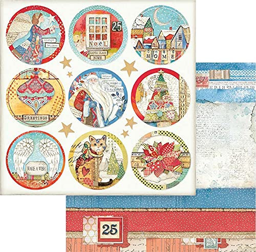 Stamperia SBB804 Scrapbooking Doppelseitiges Papier-Christmas Patchwork Rounds, Mehrfarbig, 30,5x30,5 von Stamperia