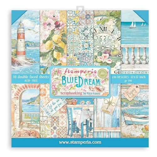 Stamperia SBBL127 Scrapbooking-Block, Motiv: Blue Dream, 0, 12 x 12 inches von Stamperia