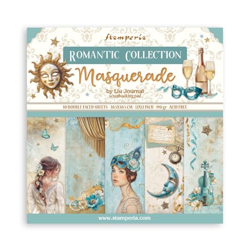 Stamperia SBBL165 Masquerade Scrapbook Pad 30.5cm x 30.5cm, Multicolour, 30.5x30.5cm Stamperia SBBL165 Masquerade Scrapbook Pad 30.5cm x 30.5cm, Multicolour, 30.5x30.5cm von Stamperia