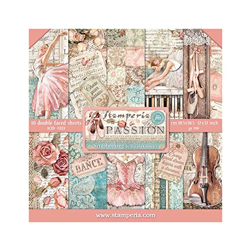 Stamperia SBBL84 Scrapbooking-Block, Leidenschaft, Pastelltöne, 12 x 12 inches von Stamperia