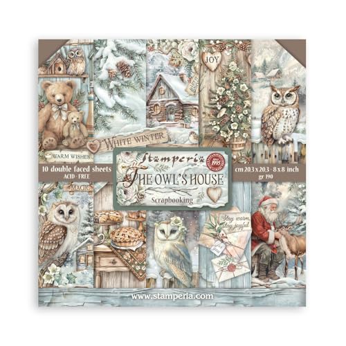 Stamperia - Scrapbook Paper Pad for Scrapbooking, Albums, Card Making, Bullet Journalling and More, Acid Free, Double-Sided, Perfect for Hobbies, Crafts, and Gifting (The Owl’s House) (20.3 x 20.3cm) von Stamperia