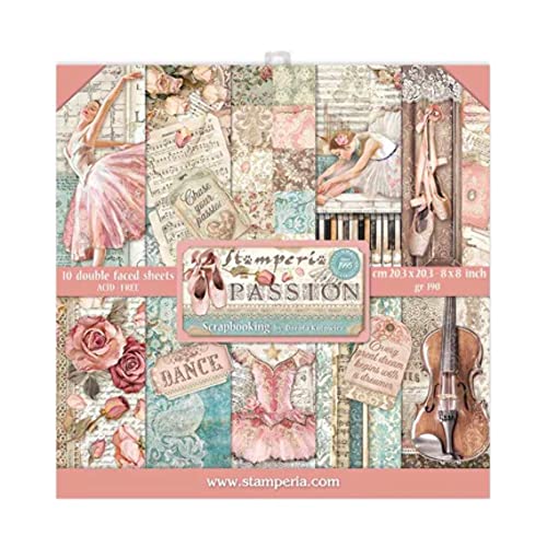 Stamperia SBBS29 Mini-Sammelblock – Leidenschaft, Pastelltöne, 8 x 8 inches Stamperia SBBS29 Mini-Sammelblock – Leidenschaft, Pastelltöne, 8 x 8 inches von Stamperia