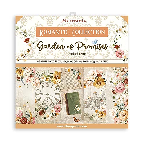 Scrapbooking Small Pad 10 sheets cm 20,3X20,3 (8"X8") - Garden of Promises von Stamperia