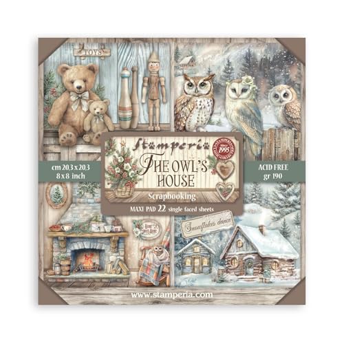 Stamperia - Scrapbook Paper Pad for Scrapbooking, Albums, Card Making, Bullet Journalling and More, Acid Free, Single Face, Perfect for Hobbies, Crafts, and Gifting (The Owl’s House) (20.3 x 20.3cm) von Stamperia
