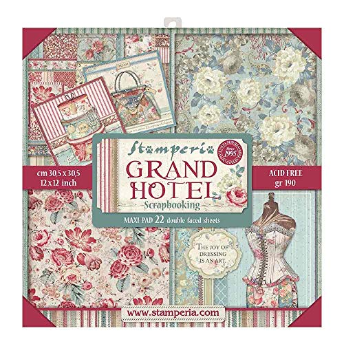 Stamperia SBBXL03 Papierblock, 30,5 x 30,5 cm, Papier, Grand Hotel, 22 Designs/je 1 Stück, Einheitsgröße von Stamperia