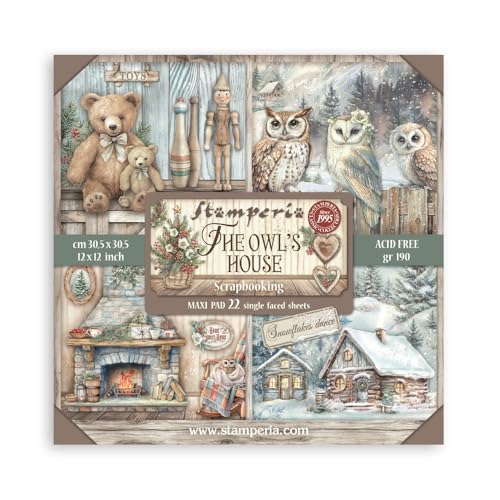 Stamperia - Scrapbook Paper Pad for Scrapbooking, Albums, Card Making, Bullet Journalling and More, Acid Free, Single Face, Perfect for Hobbies, Crafts, and Gifting (The Owl’s House) (30.5 x 30.5cm) von Stamperia