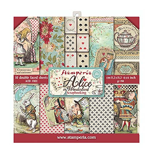 Stamperia SBBXS03 Pad-Double Face Scrapbooking-Block, doppelseitig, Alice in Worderland, Verschieden, 10 Piece Stamperia SBBXS03 Pad-Double Face Scrapbooking-Block, doppelseitig, Alice in Worderland, Verschieden, 10 Piece von Stamperia