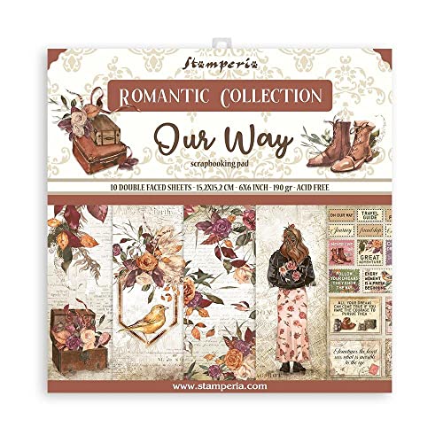 Stamperia SBBXS19 Scrapbooking Extra small Pad 10 Sheets cm 15,24x15,24 (6"x6") -Our Way, Aus Holz, Multicolor, 6 x 6 inches von Stamperia