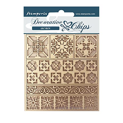 Stamperia SCB109 Decorative Chips cm 14x14-Casa Granada Tiles, Multicoloured, 14 x 14 cm Stamperia SCB109 Decorative Chips cm 14x14-Casa Granada Tiles, Multicoloured, 14 x 14 cm von Stamperia