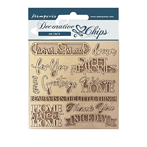 Stamperia SCB110 Decorative Chips cm 14x14-Casa Granada Quotes, Multicoloured, 14 x 14 cm Stamperia SCB110 Decorative Chips cm 14x14-Casa Granada Quotes, Multicoloured, 14 x 14 cm von Stamperia