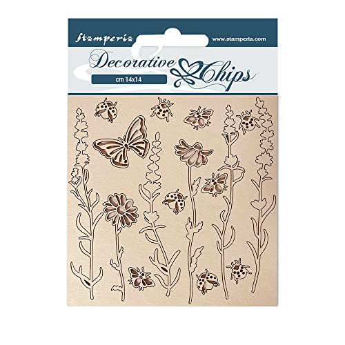 Stamperia SCB119 Decorative Chips cm 14x14-Provence Flowers and Butterflies, Multicoloured, 14 x 14 cm von Stamperia