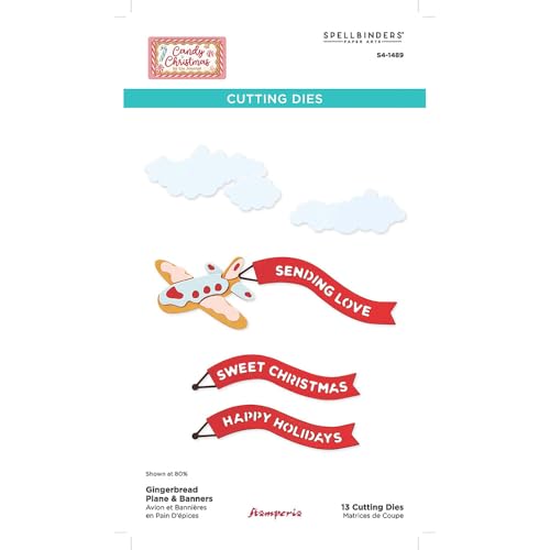 Stamperia - Cutting Dies for Scrapbooks, Albums, Cards, and More, Create Decorations with Natural Elements, Perfect for Crafts and Gifting (Candy Christmas) (Gingerbread Plane and Banners) von Stamperia