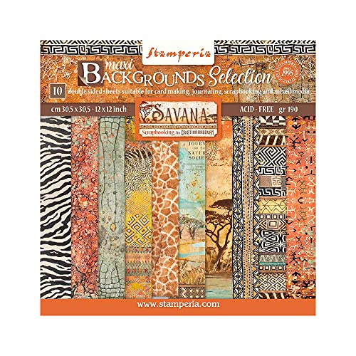 Stamperia Savana Background Paper Pad 30x30, 12" x 12" von Stamperia