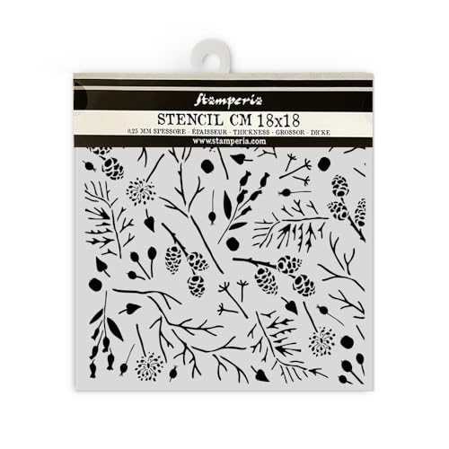 Stamperia - Thick Stencils for Scrapbooks, Albums, Cards, Bullet Journals, and More, Flexible Material, Easy to Clean, Perfect for Hobbies, Crafts, and Gifting (Forest - Branches and Pinecones) Stamperia - Thick Stencils for Scrapbooks, Albums, Cards, Bullet Journals, and More, Flexible Material, Easy to Clean, Perfect for Hobbies, Crafts, and Gifting (Forest - Branches and Pinecones) von Stamperia
