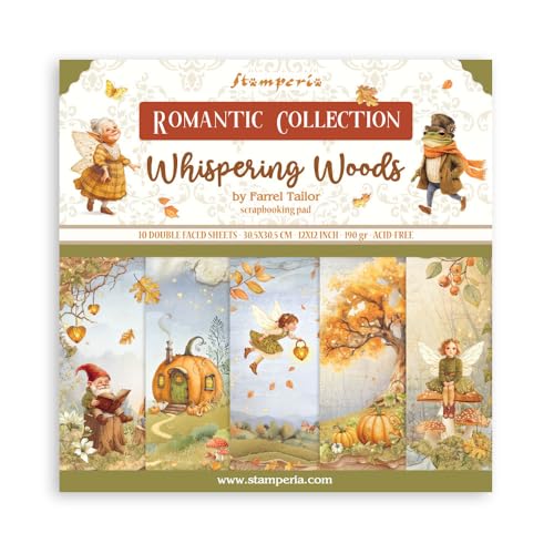 Stamperia - Scrapbook Paper Pad for Scrapbooking, Albums, Card Making, Bullet Journalling and More, Acid Free, Double-Sided, Perfect for Hobbies, Crafts, and Gifting (Whispering Woods) (30.5 x 30.5cm) von Stamperia