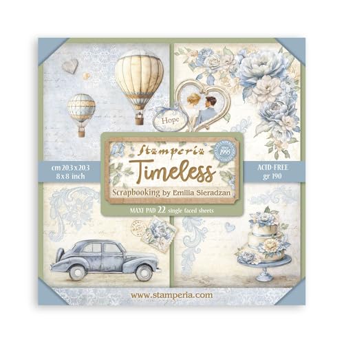 Stamperia - Scrapbook Paper Pad for Scrapbooking, Albums, Card Making, Bullet Journalling and More, Acid Free, Single Face, Perfect for Hobbies, Crafts, and Gifting (Timeless) (20.3 x 20.3cm) von Stamperia